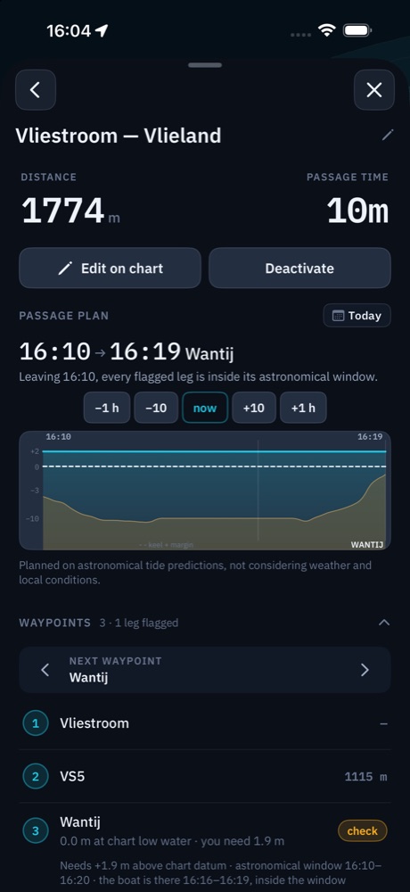 Vaarplan in de app